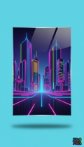 Vaporwave Neon City Glossy Poster