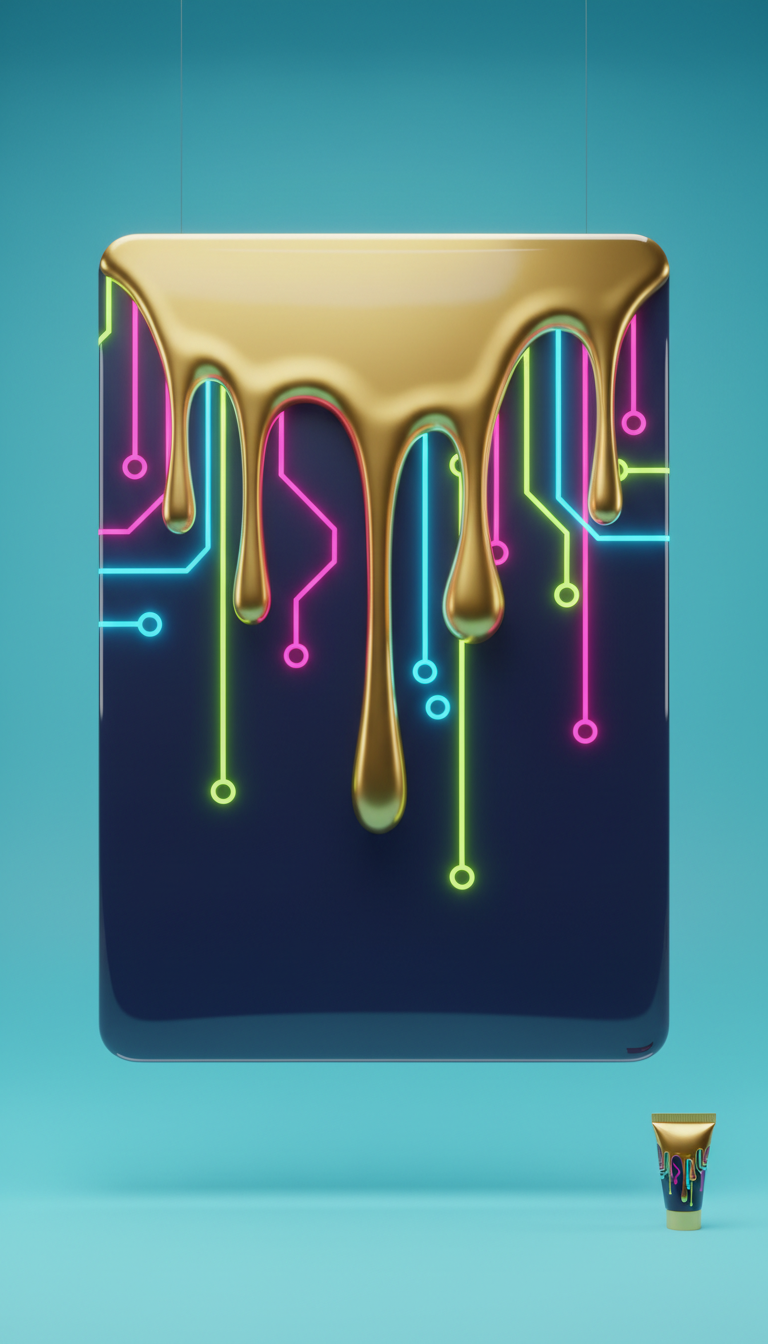 Digital Gold Drip Glossy Poster